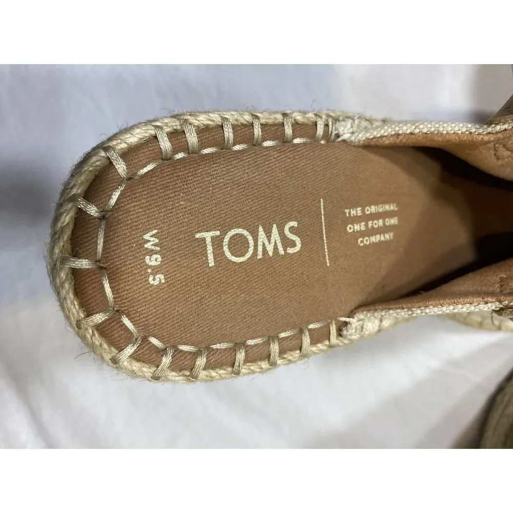 Toms Women's Monica Espadrille Wedge Open Toe Sandal Shoe‎ Casual Size 9.5W
